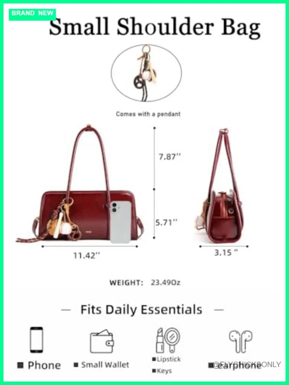 Glossy Faux Leather Top Handle Satchel Crossbody with Baseball Charm